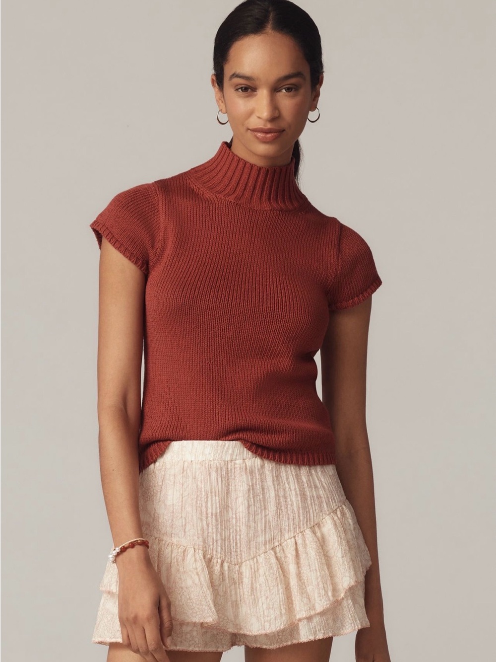 Maeve Cotton Mock Neck Sweater Tee